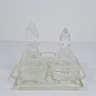 Oil   Vinegar Cruet Set With Salt  Pepper Shakers  Extra Container   Tray 