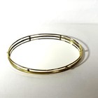 Vintage Antique Brass 4 Piece Cordial Set With Mirrored Oval Tray
