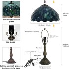 Vintage Tiffany Style Sea Blue Pearl Stained Glass Table Lamp 12  Reading Light