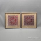 Vintage Pair Of Floral Embroidery Art Tapestry Framed Wall Decor 14 75  X 14 75 