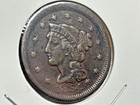 1854 Braided Hair Large Cent - Nice Natural Toning And Detail    Nice  Coin 