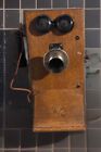 Antique Oak Wall Mount Crank Telephone Kellogg Early 1900   s Art Deco