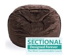 Super Large Beanbag Cover - Chocolate Padded Velvet  Floor Model  Cozy Lounge