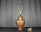 Chinese  gold Gilded  Porcelain Temple Jar Table Lamp  Scenic Figures In Relief
