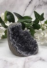 Uruguay Black Amethyst Cut Base Geode With Purple Vein     Sparkling Druzy Crystal