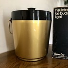 Vintage Mid Century West Bend Thermo Serv Atomic Gold Black Ice Bucket Complete
