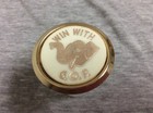 Vintage Brass Win With G o p  Elephant Clip Back Button