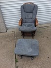 Wooden Upholstered Glider Rocking Chair  Gray With Ottoman  Pick Up Only  44223