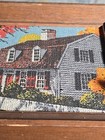 Vintage Tapestry Woven Fabric Framed Art Picket Fence Home Autumn Grandmacore