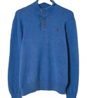  new - Polo Ralph Lauren Mens Classic 3 Button Cotton Sweater - Blue   S - Xl