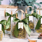 10 Pcs - Bow Ribbon Pvc Gift Bags With Crinkle Paper For Wedding Party Favors