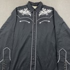 Vintage Roper Shirt Mens Xl Black Western Embroidered Cowboy Pearl Snap Floral