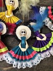 Set  4  Corn Husk Day Of The Dead Catrina Ornaments  Mexican Christmas Ornaments