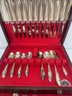 Vtg 79pc 1847 Rogers Bros Silverplate Springtime Silverware Set W  Chest