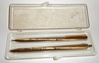Vtg Ballpoint Pen Mechanical Pencil Set Advertising Derr Flooring Co  In Case