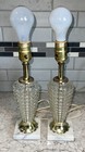 2 Vintage Clear Cut Glass Design On Marble Base Boudoir Lamps 12 5    Gold Metal