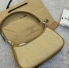New Coach Teri 2way Shoulder Bag Crossbody Straw leather Latte Cr350 Outlet
