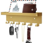 Wall Mounted Key Hook Rack W  Tray Metal Organizer Home Office Storage New