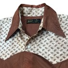 Vintage 1970s Brown Satin Western Shirt With Horse Pink Yoke   Men   s S m  