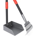 2 X Dog Pooper Scooper Metal Tray   Rake Set Long Handle Pet Waste Removal Scoop