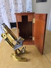 Bausch And Lomb Antique Brass Microscope   33615  Wooden Keyed Box  Circa 1890 s