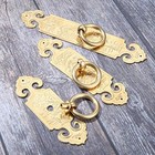 A Pair Ring Pull Antique Chinese Pure Copper Straight Handle 12 X 3 Cm Brass