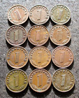 Lot Of Authentic Old Coins Of Third Reich Nazi Germany  1937-1939  World War Ii