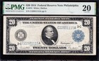 Very Nice Bold   Crisp Vf 1914  20 Philadelphia Federal Reserve Note  Pmg 20 