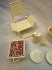 Vintage Barbie 1976 Star Traveler Motorhome Chair Table Bbq Plates Pitcher Lid