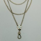 Vintage Long Watch Chain Opal Star Shape Slide Gold Filled Dog Clip 34 Inches