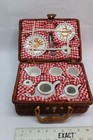 Vintage Children s Porcelain Tea Set In Wicker Picnic Basket