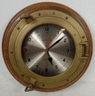 Vintage Ship s Time Oak Wood Brass Wall Clock Porthole Nautical  working 