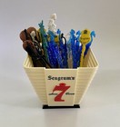 Vtg Mcm Seagrams 7 Crown Bar Ware Display Holder   36 Swizzle Sticks