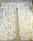 Vintage Spring Floral Shower Curtain Yellow Daisies Cornflowers Ruffled Swag