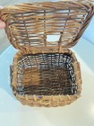 Vintage Primitive Woven Wicker Fishing Creel Basket W  Side Handles 9x11x9 5