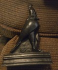 Antique 9  Solid Egyptian Inspired Black Statue  Horus  See Pics For Condition 