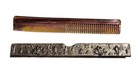 Vintage Silver Plated Repousse Village Scene Denmark Faux Tortoise Shell Comb 