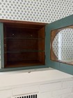 Vintage Koken Barber Shop Wall Cabinet Glass Shelves Mirror Door 1930s Wood