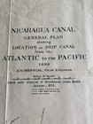Topographical Plan map Of Nicaragua Canal From Atlantic To The Pacific 1890 Rare