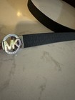 Michael Kors Twist Reversible Black Brown Leather Belt Mk  Round Buckle