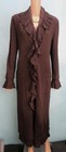 St John Knit Collection Brown Jacket L Size 12 10 Coat Dress Ruffle Trim Pockets