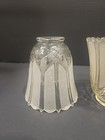 2 Vtg Glass Frosted Lamp Light Shade Etched Tulip Style Basket Weave Design 5  T