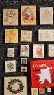 Lot Of 38 Christmas Holiday Craft Stamps Various Wood Block Stamps Some Not Used