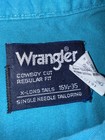Wrangler Shirt Men s 16 5-35 Turquoise Cowboy Cut X Long Tail Usa Made Solid Vtg