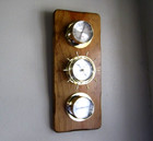 Sunbeam Thermometer Barometer  Humidity Weather Station Honey Oak Wood Vintage