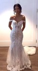 Mermaid White Wedding Dresses Off The Shoulder Lace Appliques Boho Bridal Gowns