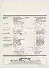 Pioneer Rt-1050 Stereo Reel To Reel Tape Deck Specifications Sheet Vtg Pamphlet