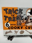 Vintage Trick Or Treat Set Of 6 Metal Halloween Cooky Cookie Cutters Box