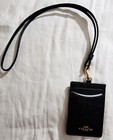 Coach Id Lanyard Leather Card Case Holder  nwt  Black 57311