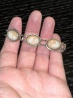 Vintage Carved Shell Antique Cameo Bracelet Greek Chariot Silver Tone